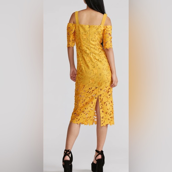 Zac Posen Yellow Lace Midi Dress - Picture 2 of 4